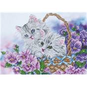 KIT BRODERIE DIAMANT - LES CHATS DANS UN PANIER