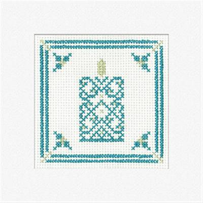 LOT 3 KITS CARTES DE NOEL POINT DE CROIX - FILIGREE CANDLE TEAL (A)