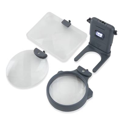 LOUPE MAINS-LIBRES HOBBY - LUMINEUSE - 3 LENTILLES INTERCHANGEABLES