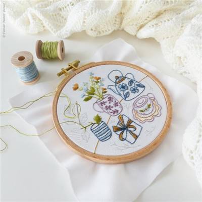 TEA PARTY - KIT BRODERIE 16X16CM - TAMBOUR NON INCLUS - TAMAR NY