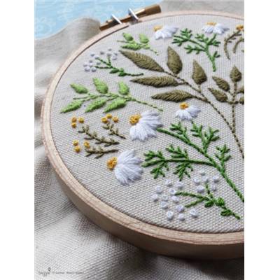 GREEN LEAVES - KIT BRODERIE 16X16CM - TAMBOUR NON INCLUS - TAMAR NY