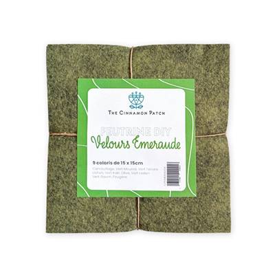 PACK EMERAUDE - 9 COLORIS DE FEUTRINE 15x15cm EN CAMAIEUX