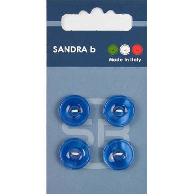 Carte 4 boutons plastique 2 trous - 15 mm - Bleu Royal
