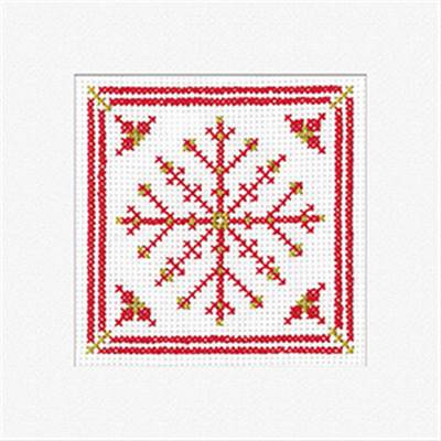 LOT 3 KITS CARTES DE NOEL POINT DE CROIX - FILIGREE SNOWFLAKE RED (A)