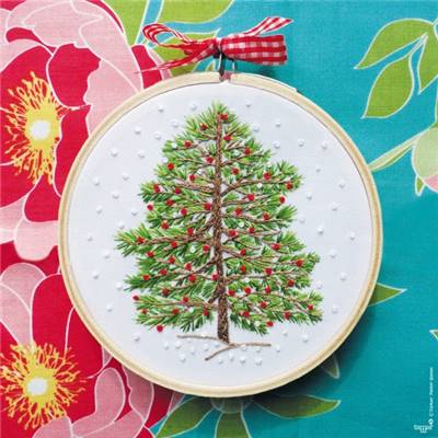CHRISTMAS TREE - KIT BRODERIE 16X16CM - TAMBOUR NON INCLUS - TAMAR NY