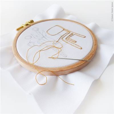 CHAIR AND TULIPS - KIT BRODERIE 16X16CM - TAMBOUR NON INCLUS-TAMAR NY