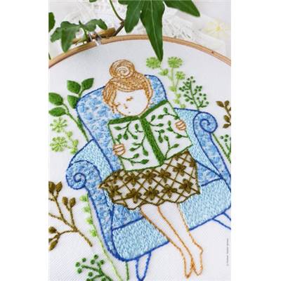 READING TIME - KIT BRODERIE 21X21CM - TAMBOUR NON INCLUS - TAMAR NY