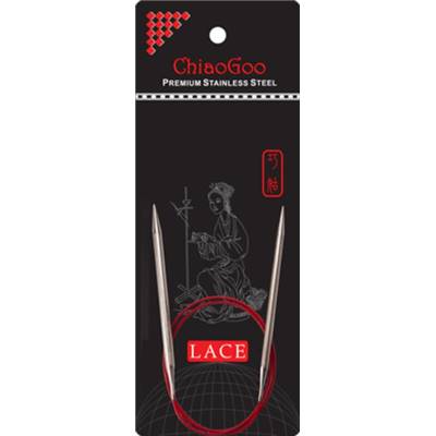 AIGUILLES CIRCULAIRES FIXES METAL CHIAOGOO RED LACE - 40CM - N°5