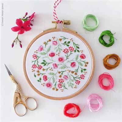 CHRISTMAS FLOWERS - KIT BRODERIE 16X16CM -TAMBOUR NON INCLUS-TAMAR NY