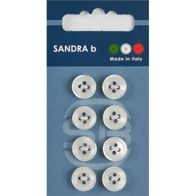 Carte 8 boutons chemise polyester Tokyo - 11 mm - Blanc