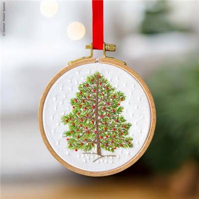 CHRISTMAS TREE - KIT BRODERIE 16X16CM - TAMBOUR NON INCLUS - TAMAR NY