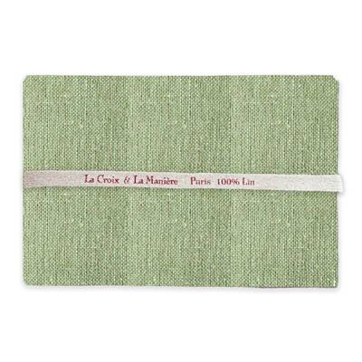 COUPON 50 X 70CM LIN 12 FILS VERT AMANDE- DERNIERS EXEMPLAIRES