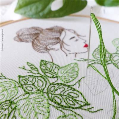 MONSTERA MONKEY LADY-KIT BRODERIE 21X21CM-TAMBOUR NON INCLUS-TAMAR NY
