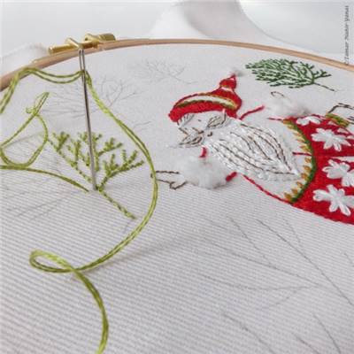 SKATING SANTA - KIT BRODERIE 21X21CM - TAMBOUR NON INCLUS - TAMAR NY