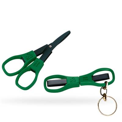 MINI-CISEAUX PLIABLES AVEC PORTE CLEF - COLORIS VERT