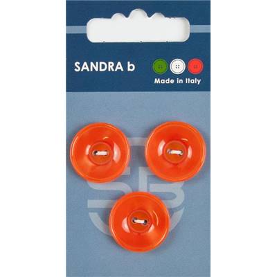 Carte 3 boutons plastique 2 trous - 20,5 mm - Orange