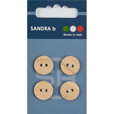 Carte 4 boutons polyester 4 trous Eco-wood - 15 mm - Bois
