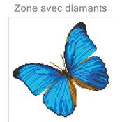 KIT BRODERIE DIAMANT - FLEURS ET PAPILLON BLEU 