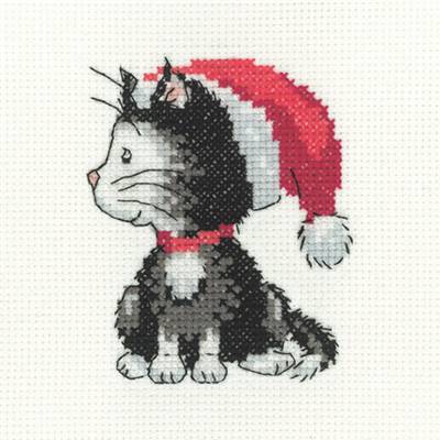 KIT POINT DE CROIX BLACK & WHITE XMAS KITTEN (A)  