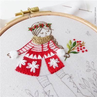 SNOWY GIRL - KIT BRODERIE 16X16CM - TAMBOUR NON INCLUS - TAMAR NY