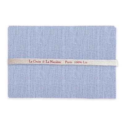 COUPON 50 X 70CM LIN 12 FILS BLEU ACIER