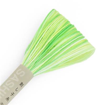 FIL SASHIKO MULTICOLORE - COL 56 - PISTACHE - LOT DE 6 ECH. DE 20 M