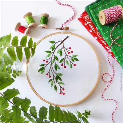 MISTLETOE - KIT BRODERIE 21X21CM - TAMBOUR NON INCLUS - TAMAR NY