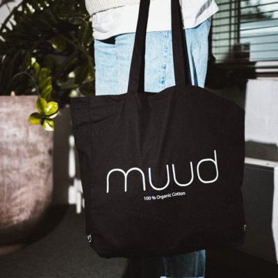 CABAS EN 100% COTON BIOLOGIQUE MUUD - MUUD SHOPPER XL - NOIR