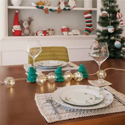 KIT SET DE TABLE ET SOUS-VERRE ZAGREB HOOOKED - BISCUIT