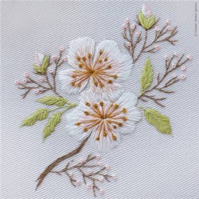 ALMOND BLOSSOM MINI-KIT BRODERIE 16X16CM-TAMBOUR NON INCLUS-TAMAR NY