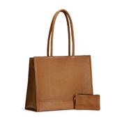 SHOPPER EN CUIR AVEC PORTEFEUILLE AMOVIBLE MUUD - BINA XL - WHISKY