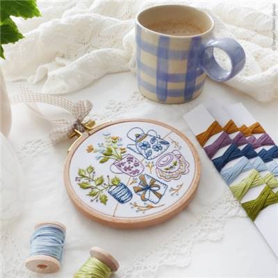 TEA PARTY - KIT BRODERIE 16X16CM - TAMBOUR NON INCLUS - TAMAR NY