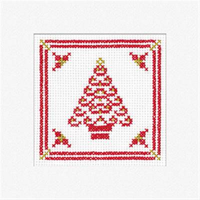 LOT 3 KITS CARTES DE NOEL AU POINT DE CROIX - FILIGREE TREE RED (A)