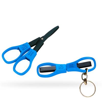 MINI-CISEAUX PLIABLES AVEC PORTE CLEF - COLORIS BLEU