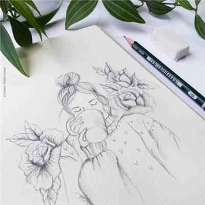 BLUE FLORAL LADY - KIT BRODERIE 21X21CM - TAMBOUR NON INCLUS-TAMAR NY