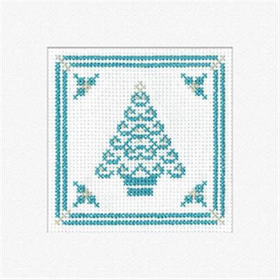 LOT 3 KITS CARTES DE NOEL POINT DE CROIX - FILIGREE TREE TEAL (A)