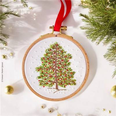 CHRISTMAS TREE - KIT BRODERIE 16X16CM - TAMBOUR NON INCLUS - TAMAR NY