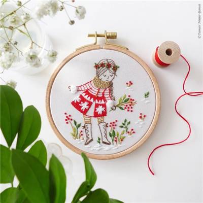 SNOWY GIRL - KIT BRODERIE 16X16CM - TAMBOUR NON INCLUS - TAMAR NY