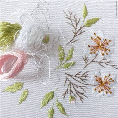 ALMOND BLOSSOM - KIT BRODERIE 21X21CM - TAMBOUR NON INCLUS - TAMAR NY