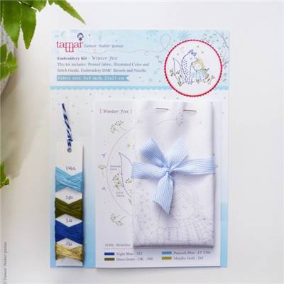 WINTER FOX - KIT BRODERIE 21X21CM - TAMBOUR NON INCLUS - TAMAR NY