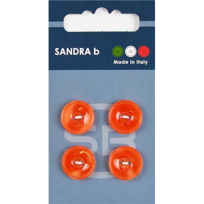 Carte 4 boutons plastique 2 trous - 15 mm - Orange