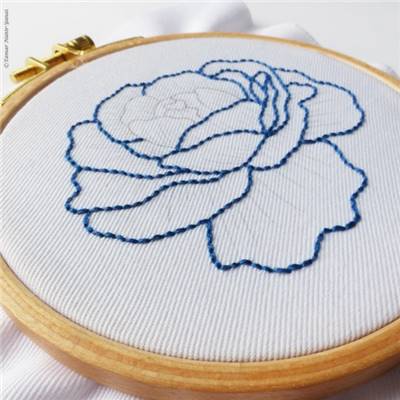 THE BLUE ROSE - KIT BRODERIE 16X16CM - TAMBOUR NON INCLUS - TAMAR NY
