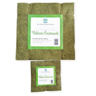 PACK EMERAUDE - 9 COLORIS DE FEUTRINE 15x15cm EN CAMAIEUX