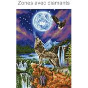 KIT BRODERIE DIAMANT - LE LOUP DANS LA NUIT 