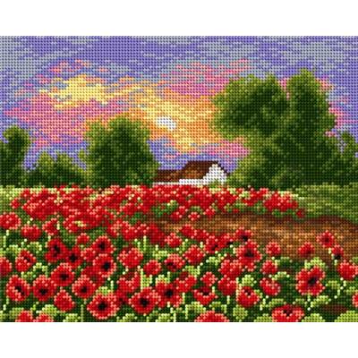 CANEVAS ANTIQUE 24 X 30 CM - CHAMPS DE COQUELICOTS