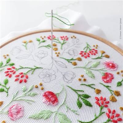 CHRISTMAS FLOWERS - KIT BRODERIE 16X16CM -TAMBOUR NON INCLUS-TAMAR NY