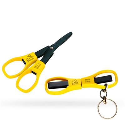 MINI-CISEAUX PLIABLES AVEC PORTE CLEF - COLORIS JAUNE