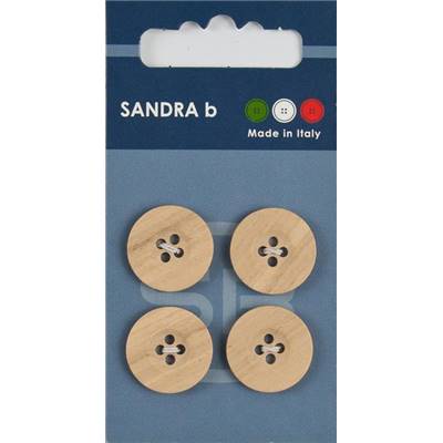 Carte 4 boutons polyester 4 trous Eco-wood - 18 mm - Bois
