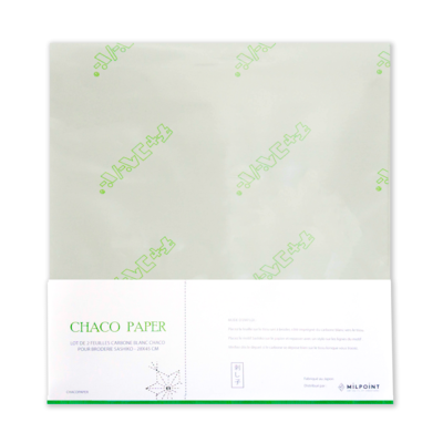 LOT DE 2 PAPIERS CARBONE BLANC CHACO POUR BRODERIE SASHIKO -28X45 CM