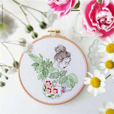 MONSTERA MONKEY LADY-KIT BRODERIE 21X21CM-TAMBOUR NON INCLUS-TAMAR NY